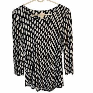 Chico’s Black & White Abstract Dot Print 3/4 Sleeve Top – Size 0 (Small)